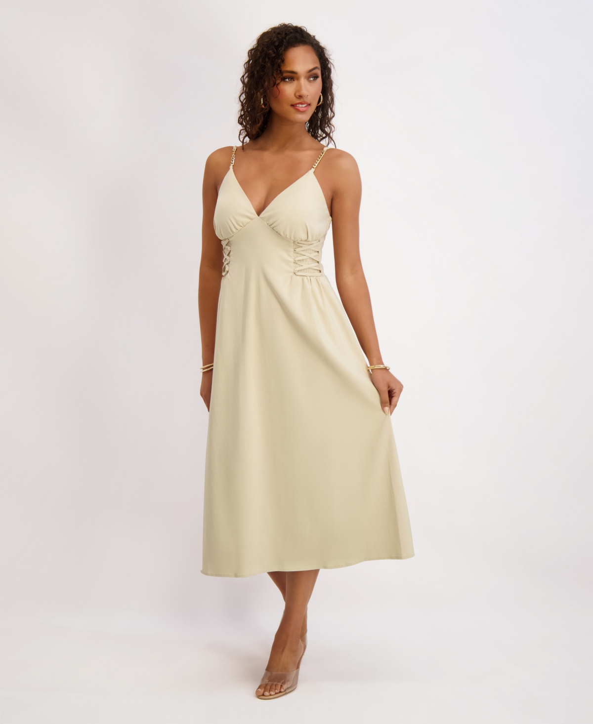 Siena Women's Stretch-woven Sleeveless A-line Dress In Neutral