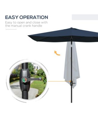 Outsunny 6.5' x 10' Rectangular Market Umbrella, Patio Outdoor Table Umbrella with Crank and Push Button Tilt