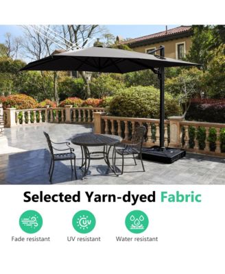 10 FT Cantilever Patio Umbrella with 360° Rotation & Tilt Adjustment, Square Outdoor Offset Umbrella with Aluminum Pole
