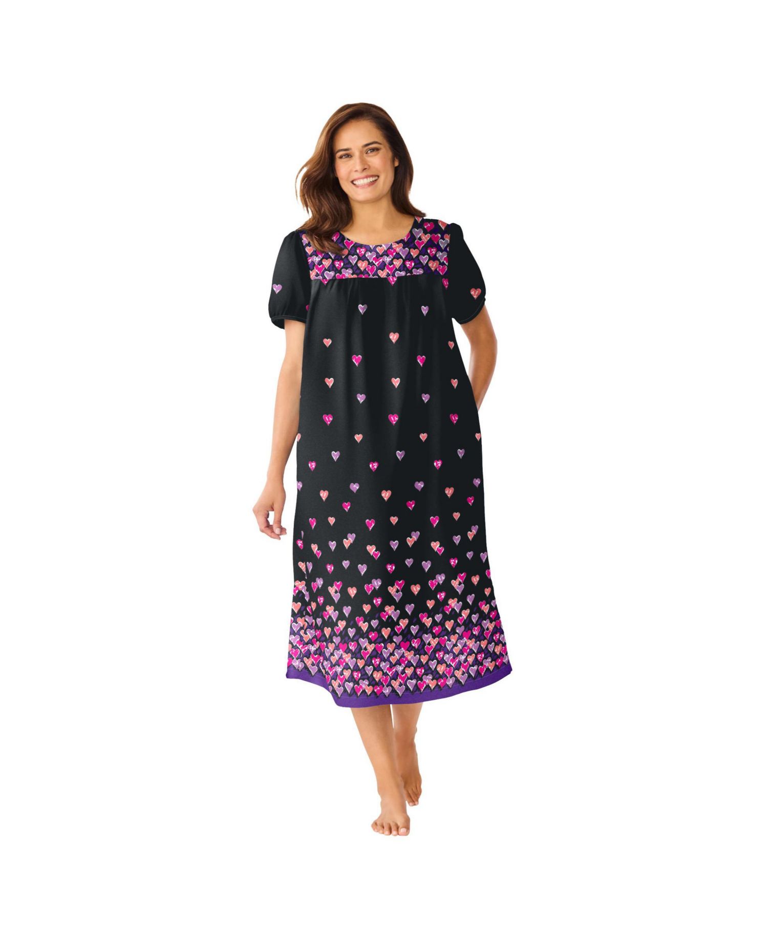 Plus Size Only Necessities Short Print Shirred Lounger