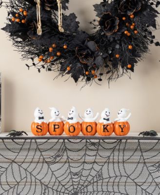 4.5" Halloween Polyresin Spooky Ghost Pumpkin Table Decor