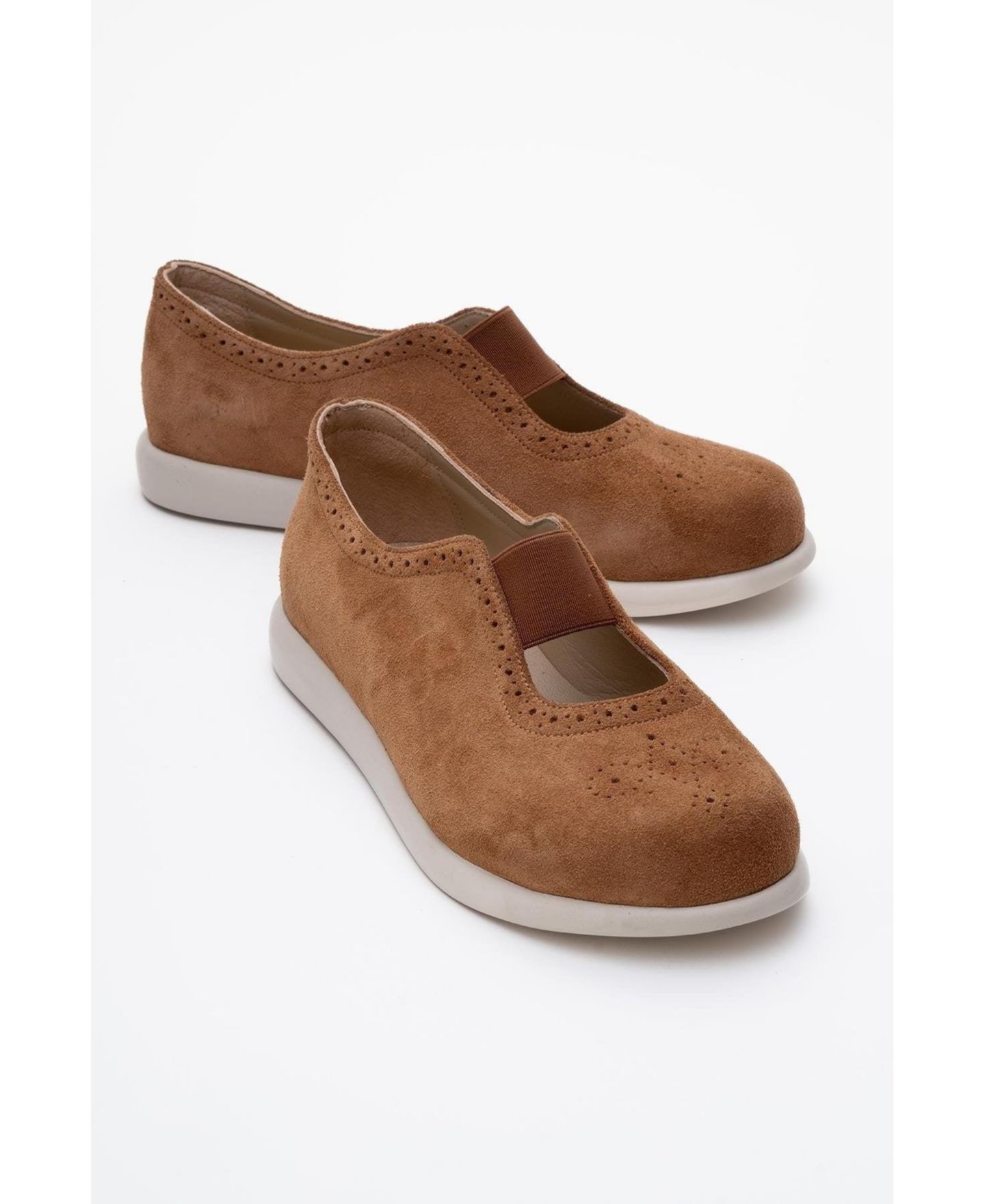 Женские балетки Forever & Always Shoes Chelle Elastic Leather Flat, цвет: Коньячный замшевый кожаный — фото 3