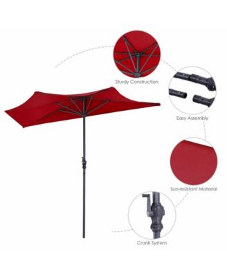 9 Feet Patio Bistro Half Round Umbrella without Weight Base