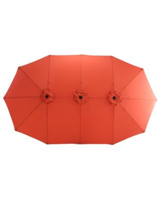 14.8 Ft Double Sided Outdoor Umbrella Rectangular Large with Crank ( Orange )