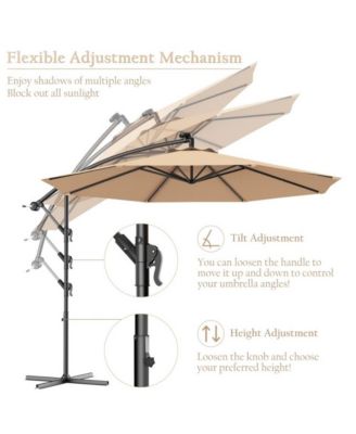 10 Feet Patio Umbrella with Crank and Solar LED Lights