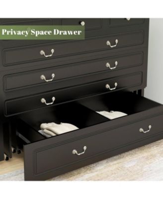 Murphy Bed Cabinet, Queen Murphy Bed with USB and Charging Ports, with Drawer Includes Storage Cabinet Suit for Guest Room, Black Walnut Cabinet Bed