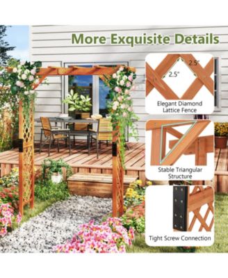 Arbor Over 7FT High Wooden Garden Arch Trellis Pergola Outdoor Patio Plant