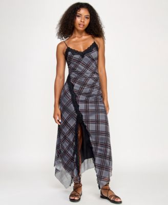 SENI & CADE - Juniors' Lace-Trim Mesh Fit & Flare Dress