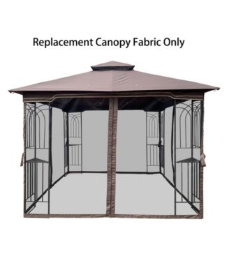 10x10 Ft Patio Double Roof Gazebo Replacement Canopy Top Fabric,Brown