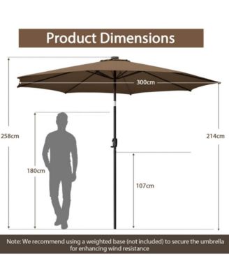 10 Feet Patio Umbrella with 112 Solar Lights and Crank Handle
