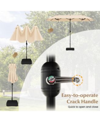 13 Feet Double-Sided Patio Twin Table Umbrella with Crank Handle