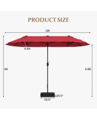 LUCKY ONE 13 Feet Double-Sided Patio Twin Table Umbrella with Crank Handle