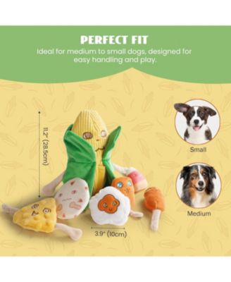 Squeaky Crinkle Corn Dog Toys: Durable Plush Stuffed Yellow Pet Chew Toys for Small Medium Breeds Teething, Cute Interactive, 7 Packs