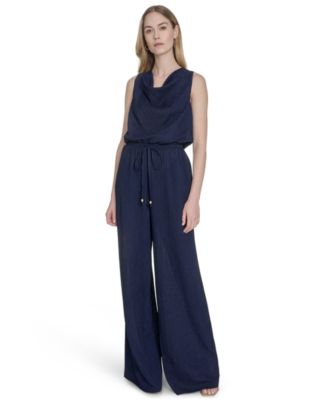 Vince Camuto - Women's Textured Knit Cowlneck Jumpsuit