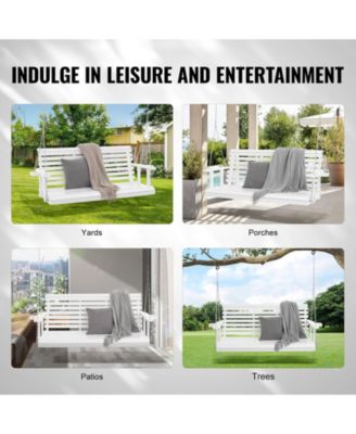 Heavy-Duty Wooden Porch Swing with Hanging Chains – Outdoor Bench for Patio, Porch, or Garden