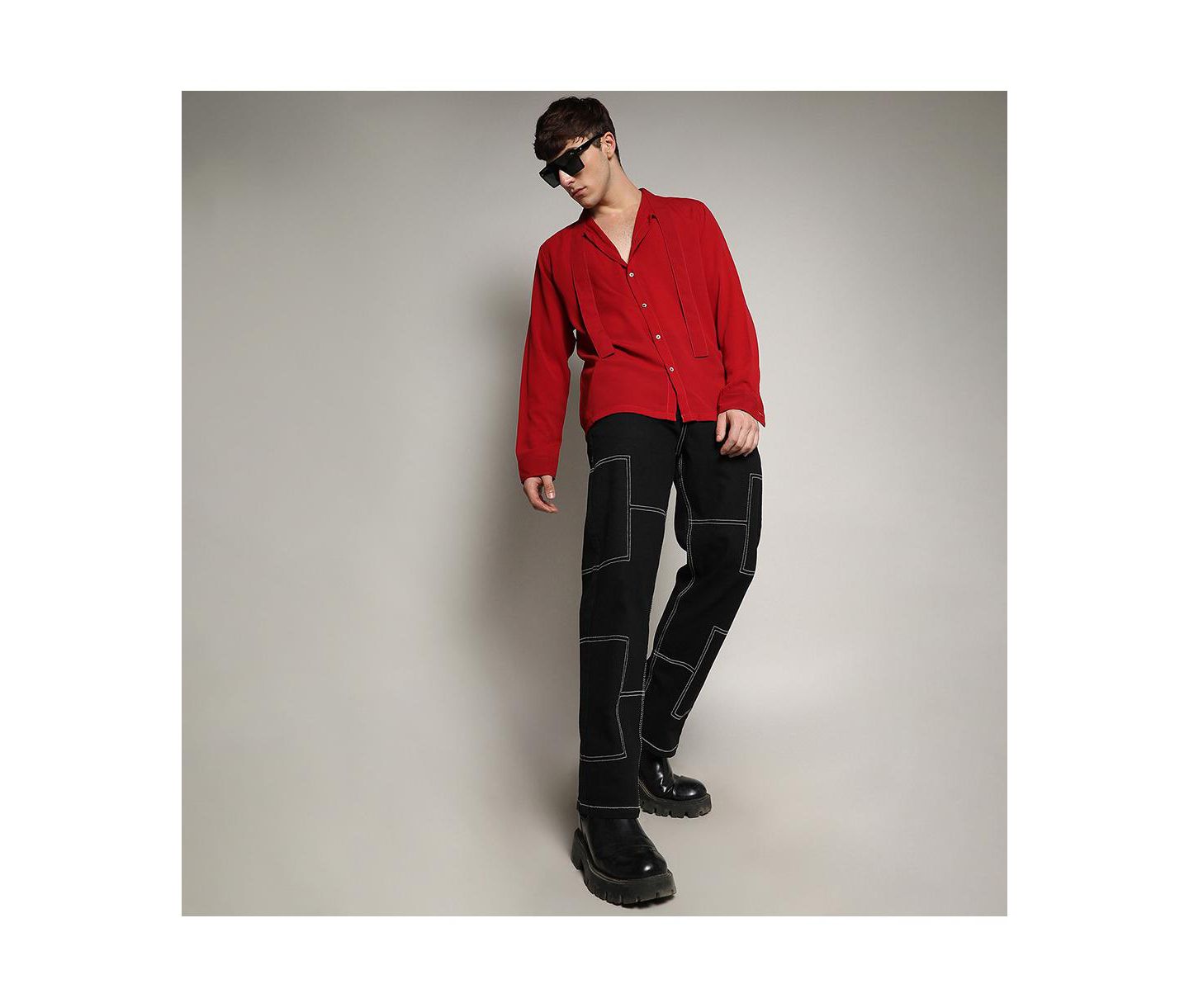 Мужская рубашка Cahoot Campus Sutra Crimson Red Slash Collar, цвет: Красный — фото 5