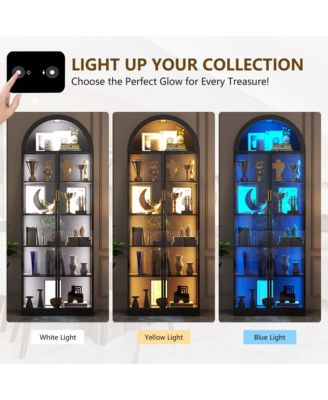 76" 8-Tier Display Cabinet with 3-Color Motion LED