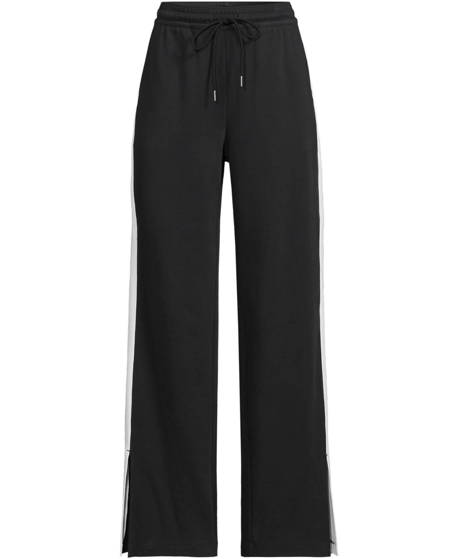 Plus Size Sport Knit High Rise Relaxed Straight Leg Side Stripe Pants
