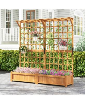 Large Planter Container with Trellis and Hanging Roof