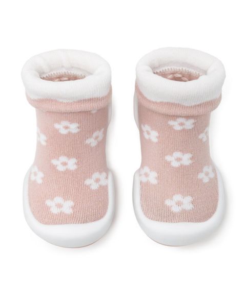 Обувь Komuello First Walk Sock Shoes Daisies - Mauve для девочек-малышей