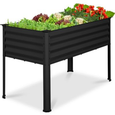 48x24x30in Elevated Galvanized Metal Garden Bed w/ Corner Protectors