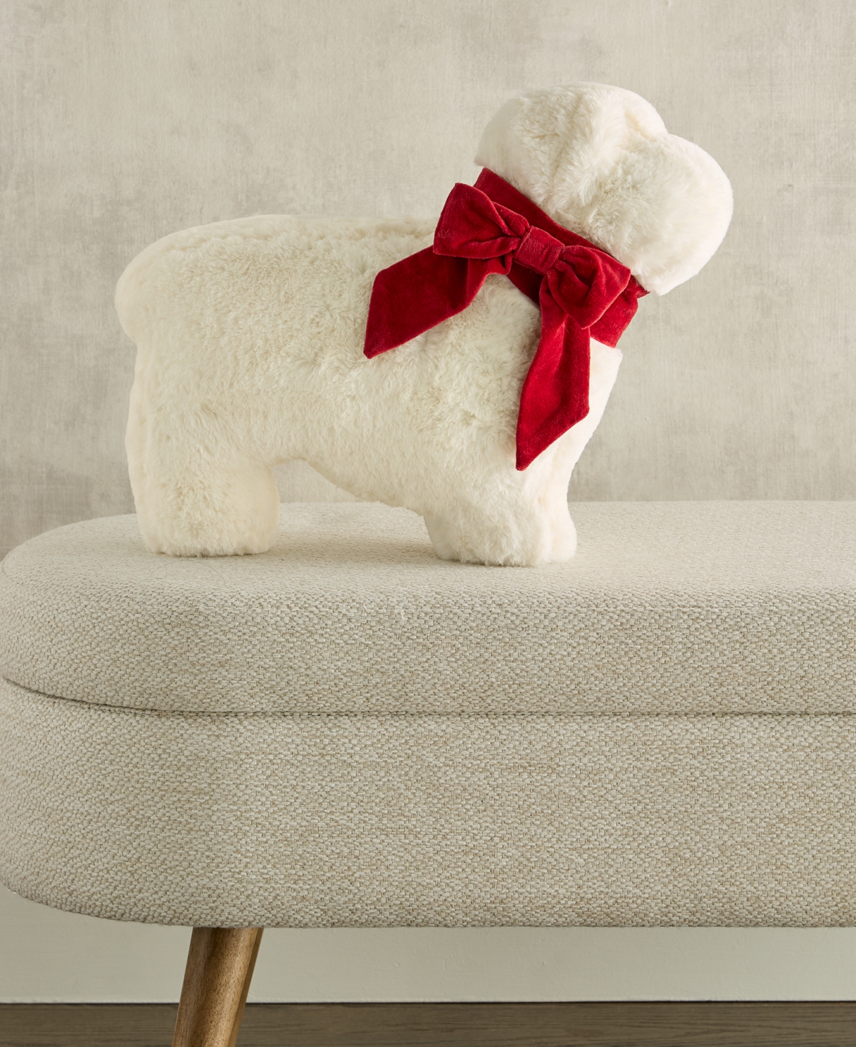 Holiday Lane Sherpa Dog Decorative Pillow, 12" X 22", Exclusively At Macy's In White