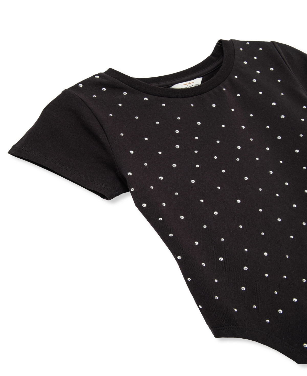 H By Habitual Big Girls Studded Asymmetrical T-shirt In Black