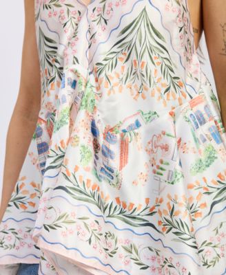 Women's Alaia Printed Sleeveless Handkerchief-Hem Top