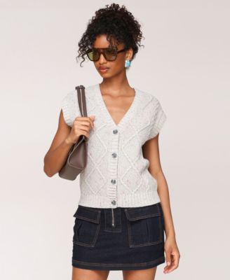 Women's Cable Knit Button-Front Vest