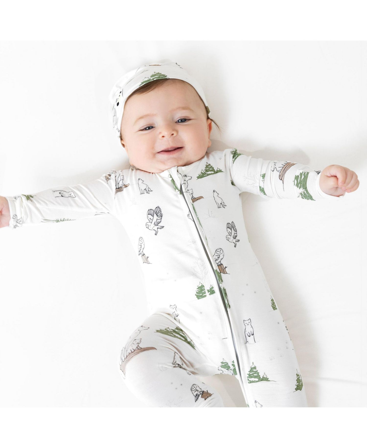 Unisex Baby Winter Forest Animals Convertible Footie