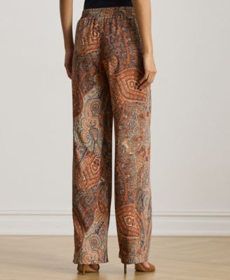 Petite Paisley Crepe Wide-Leg Pant