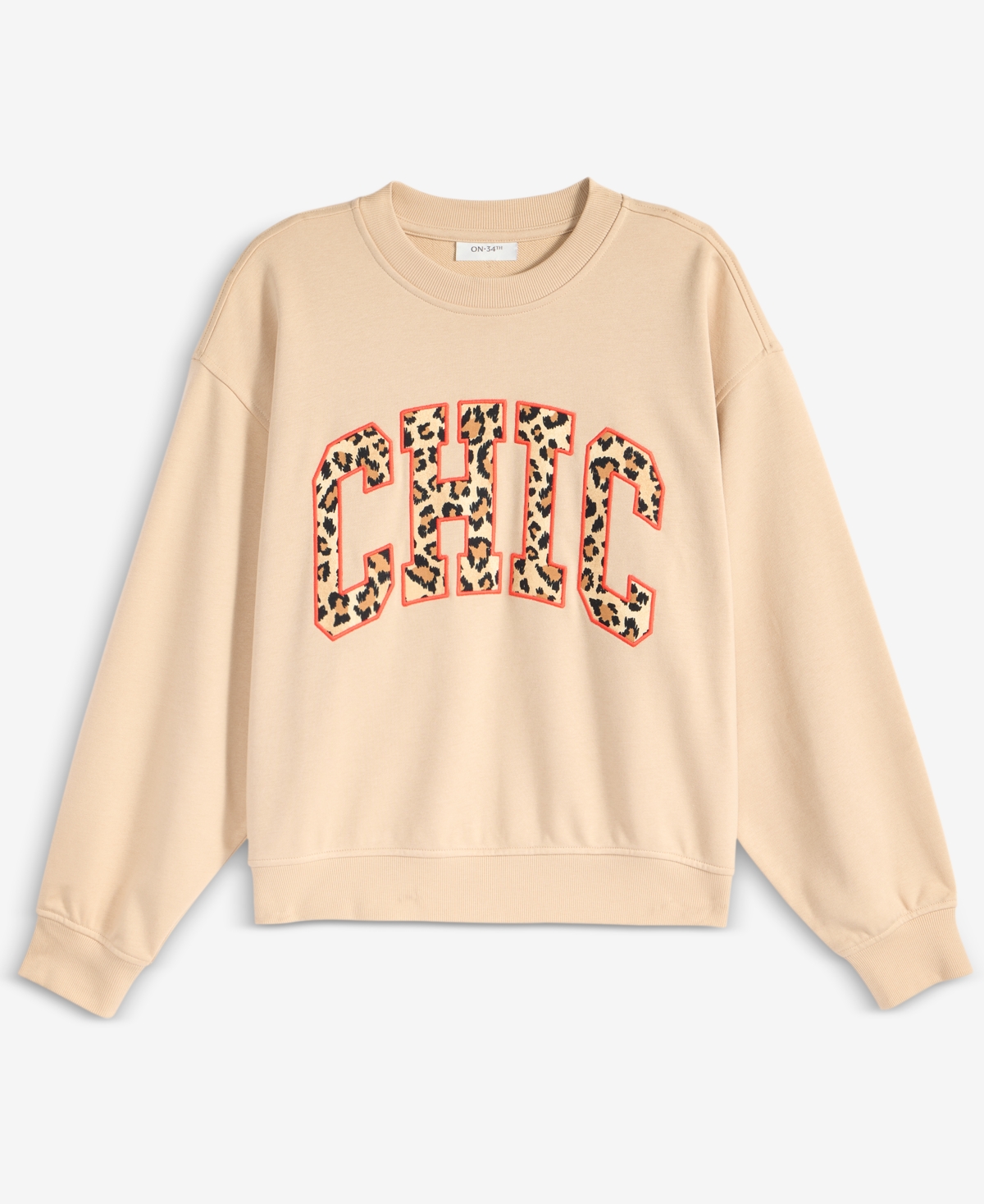 On 34th Women's Chic Varsity Crewneck Sweatshirt, Macy's Exclusive In Neutral