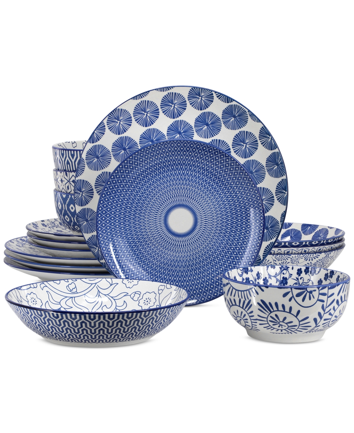 Zen 16 Pc. Dinnerware Set, Service for 4 - Blue