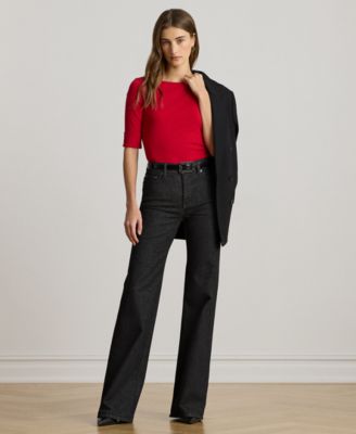 Petite Stretch Cotton Boatneck Tee