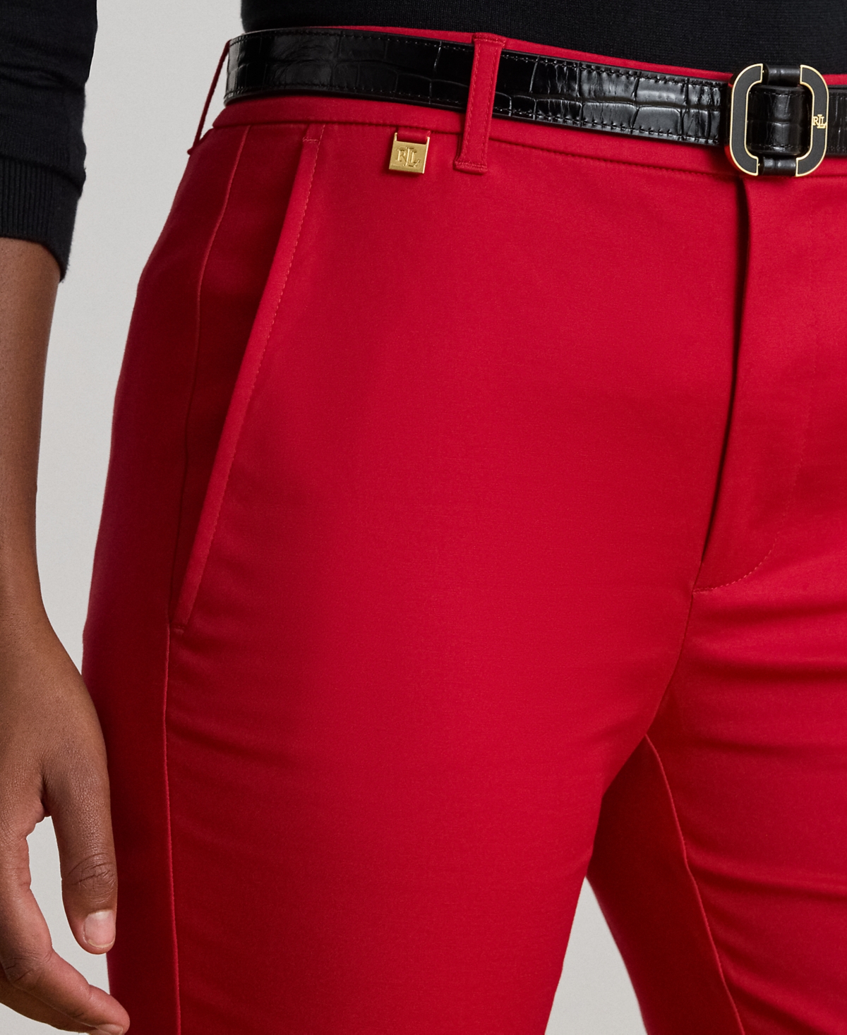 Ralph Lauren Petite Double-faced Stretch Cotton Pant In Red