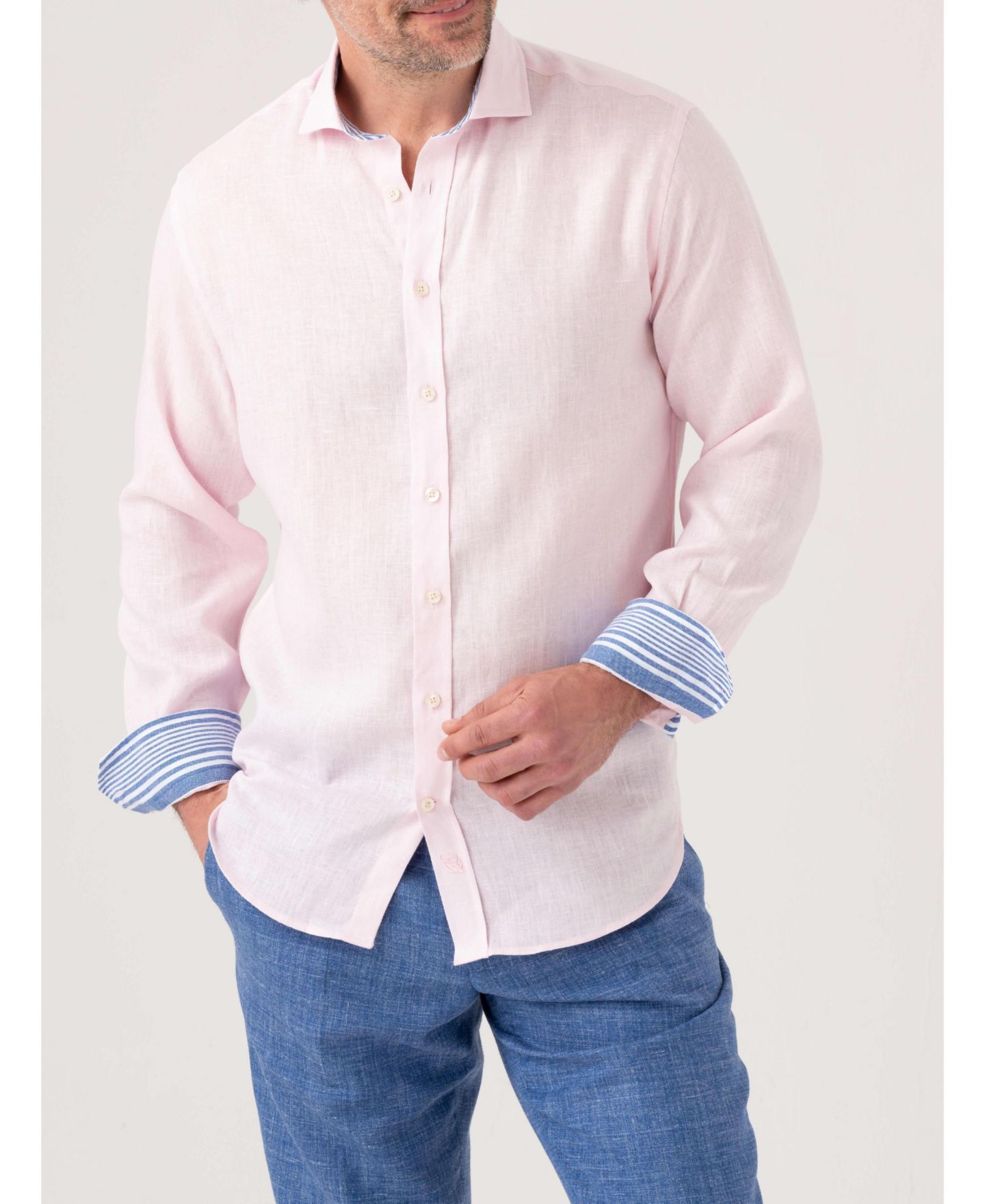 Мужская рубашка Koy Clothing Classic Linen Long Sleeve, цвет: Розовый — фото 1