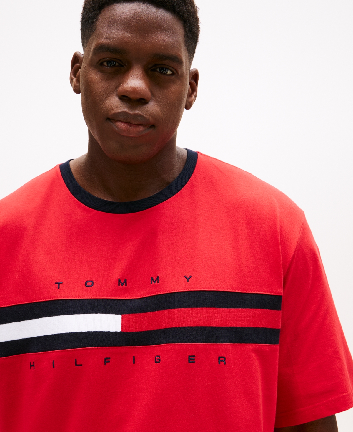 Tommy Hilfiger Embroidered Flag Stripe Logo T In Red