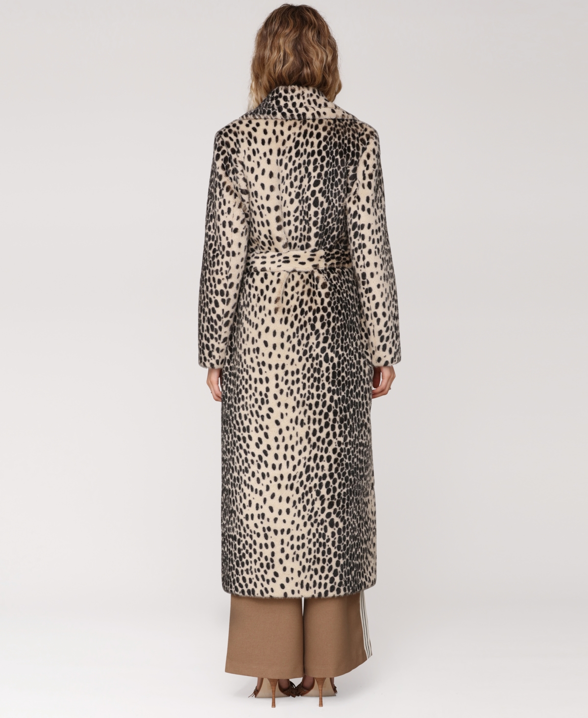 Avec Les Filles Cheetah Print Belted Faux Fur Maxi Coat In Animal Print