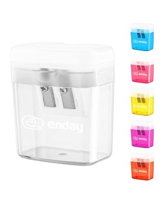 Pencil Sharpener Dual Hole Manual Yellow, Jumbo Crayon Sharpener w/Cover & Bin, Handheld Pencil Sharpeners for Large & Standard Pencils, 1 Pc –by Enday