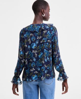 Women's Printed Ruffle Chiffon Blouse, Macy's Exclusive 