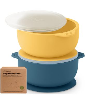 2-Pack Prep Baby Bowls with Suctions & Lids, Silicone Bowls for Baby Boy, Girl, Toddler Suction Bowl, Kids Bowl BPA-Free