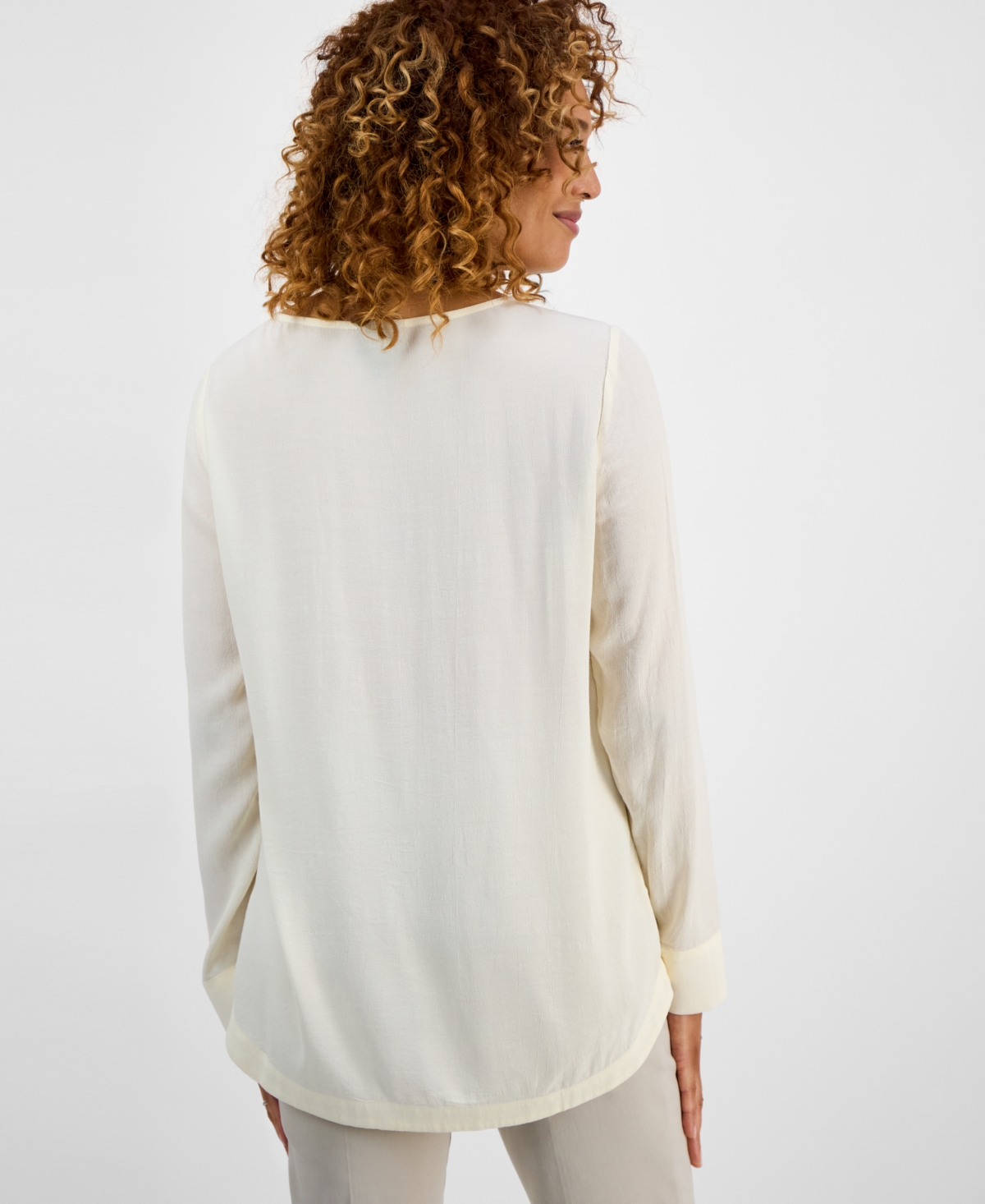 Jm Collection Women's Shine Embroidered Tunic Top In White