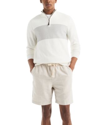 Men's Textured Quarter-Zip Colorblocked Sweater