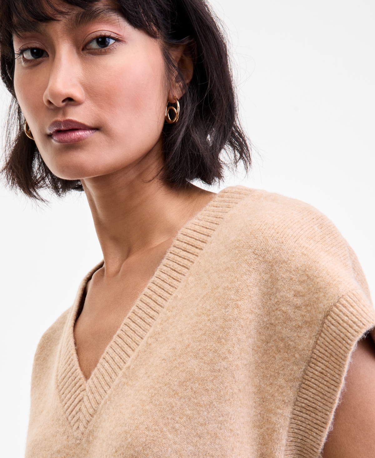 On 34th Women's V-neck Sweater Vest, Macy's Exclusive In Neutral
