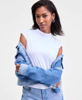 Women's Funnel Neck Sleeveless T-Shirt, Macy's Exclusive