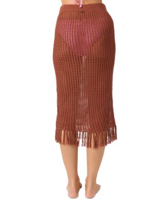 Juniors' Pull-On Crochet Skirt Cover-Up