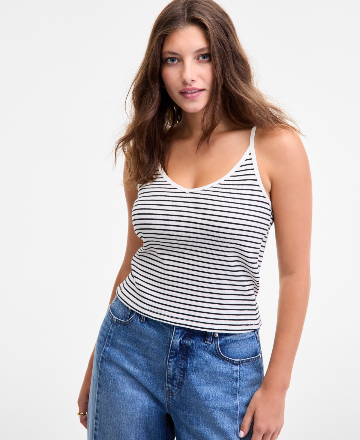On 34th Women's Striped V-neck Tank, Macy's Exclusive