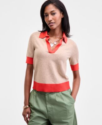 On 34th - Women's Colorblocked Polo-Collar Sweater