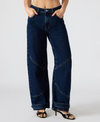 Steve Madden - Women's Tre Cotton High-Rise Wide-Leg Jeans