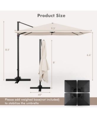 9.5 Feet Square Patio Cantilever Umbrella with 360° Rotation